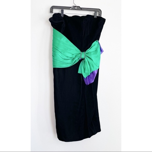Gunne Sax for Jessica McClintock Velvet Bow Vintage 1980's Black Dress Size 11 - Picture 1 of 7